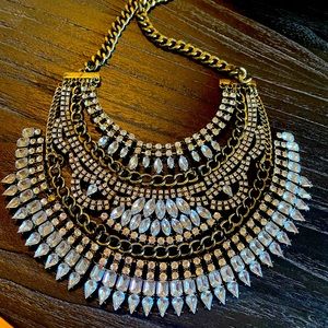 Gold crystal statement necklace